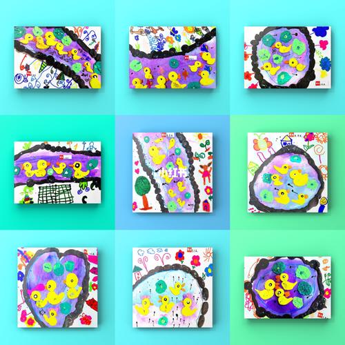 小中班 启蒙班 创意画《数鸭子》_创意画_创意美术_粘土_彩墨_素材