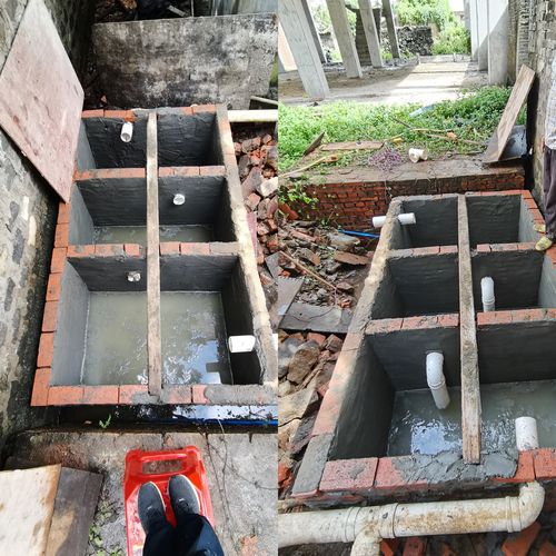 李传廉户用厕所三级化粪池砖砌,导粪管安装,水泥批挡等基本完工