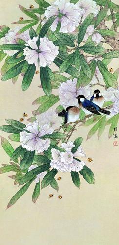 工笔花鸟画大师喻继高画作:高贵与平易