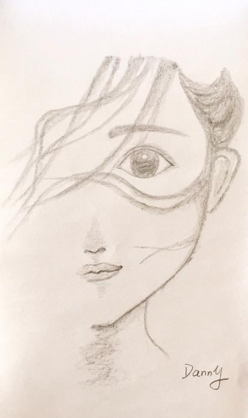 铅笔画 素描 眼睛 飘逸 仙 danny