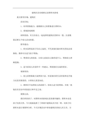 建构区活动观察记录搭积木游戏
