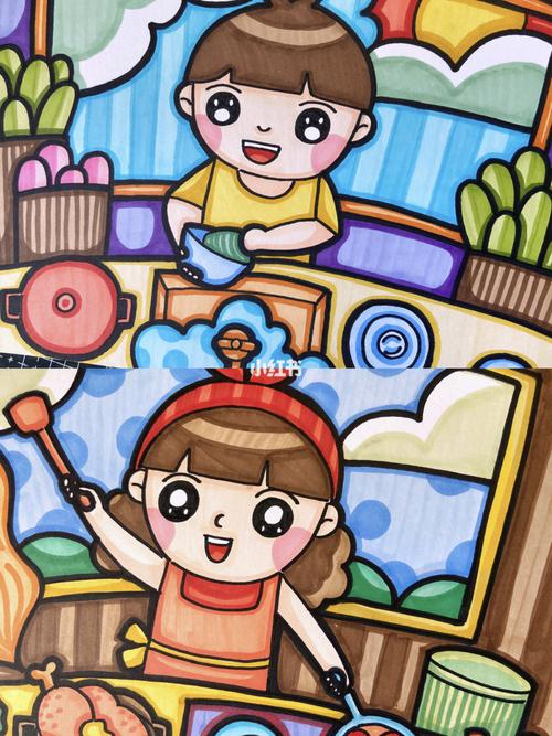 原创儿童画素材合集:爱劳动主题_简笔画_手绘_马克笔