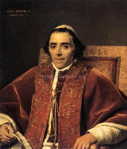 portrait of pope pius vii - 雅克-路易·大卫