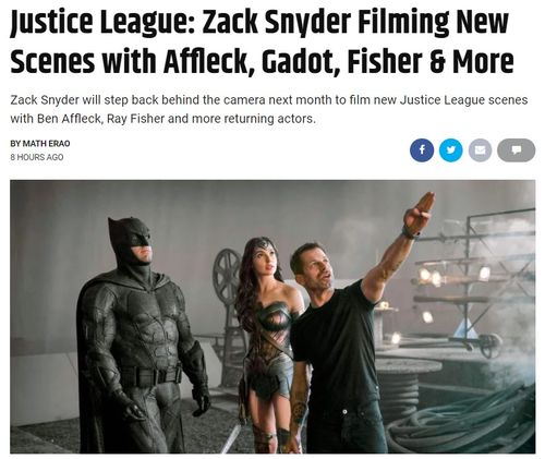 扎导剪辑版《正义联盟》将补拍新镜头,为期一周