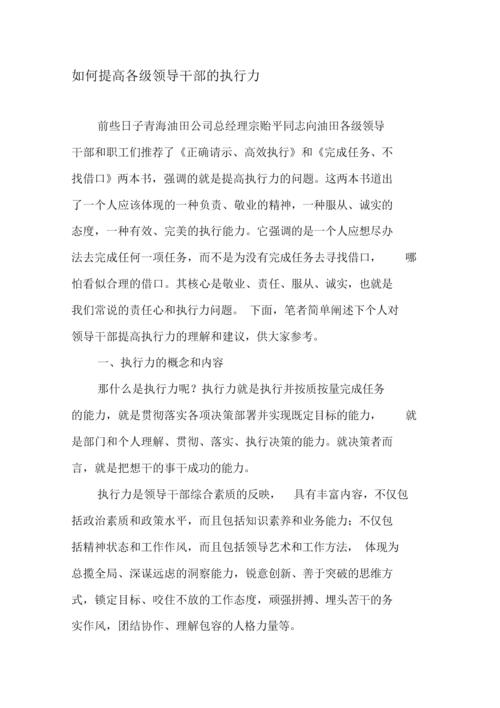 如何提高各级领导干部的执行力docx7页
