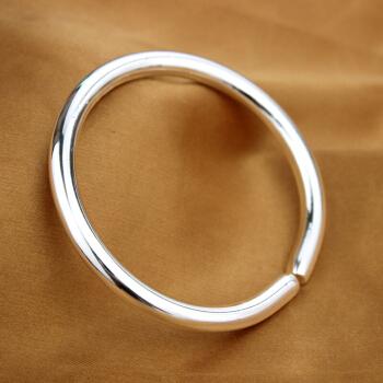 岚淡旗舰品质999足银光面开口手镯男女款手工银镯子贵妃镯刻字古法