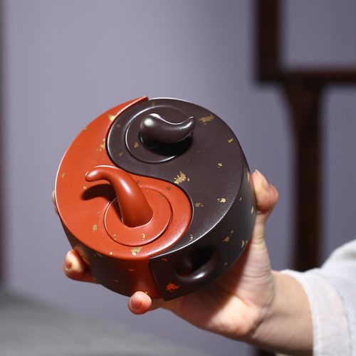 宜兴宜兴紫砂紫砂壶李海燕海燕太极八卦茶具原矿大红