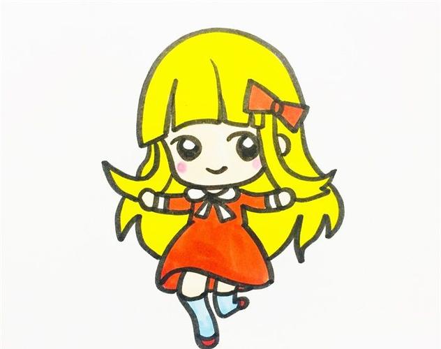 长发女孩简笔画步骤