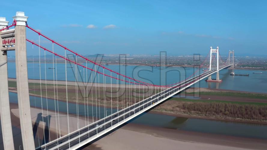 马鞍山市长江大桥主桥航拍延时视频素材