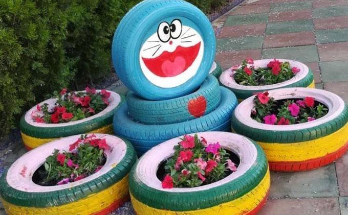 轮胎花盆造型