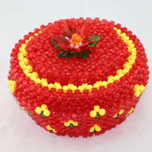 diy手工串珠红色糖果盒材料包 串珠盒子收纳盒手工饰品配饰盒 新品