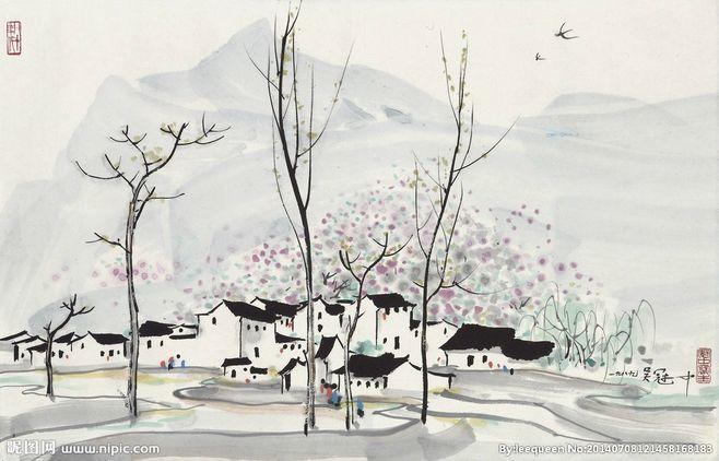 魅色鬼采集到吴冠中(国画)  采集 nipic.com 吴冠中乡村风景 nipic.