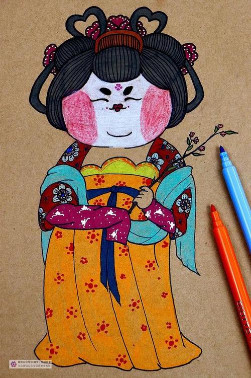 儿童画教程丰腴之美卡通画唐代仕女