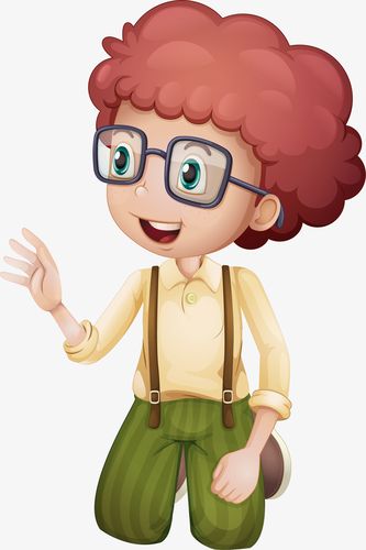 跪坐着的卷发男孩