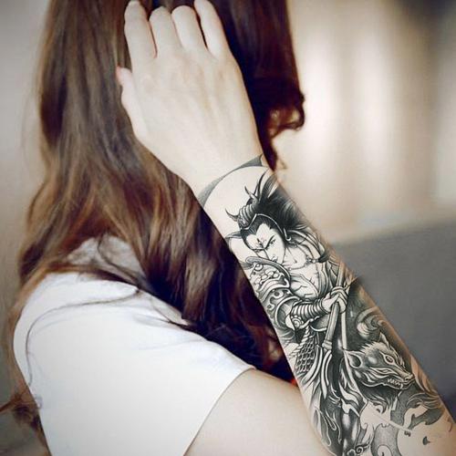 纹身贴半臂纹身贴二郎神杨二郎防水刺青防水男花臂半臂大图纹身贴铭佳