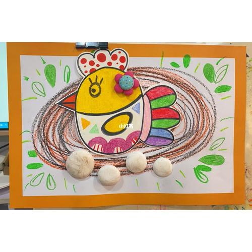 创意儿童画 《小母鸡孵鸡蛋》_儿童画_创意美术_少儿创意美术_文化