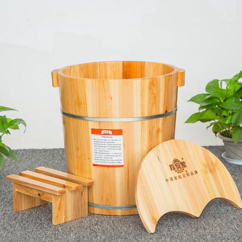 藏奥堂木桶40cm高杉木桶家用足浴桶纯木足疗泡脚桶藏药养生洗脚盆