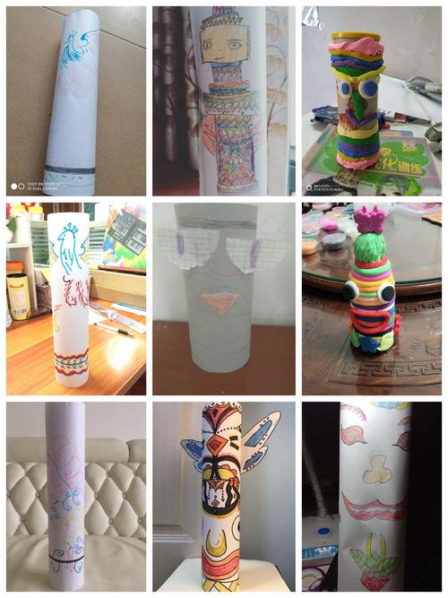 罗城中心小学校本部四年级美术作品展《有趣的装饰柱》