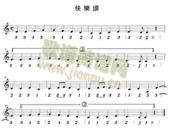 欢乐颂 歌谱简谱网