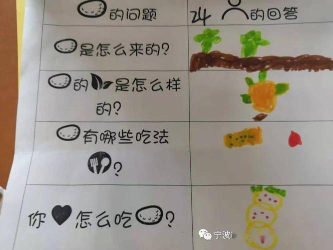 请家长和幼儿共同完成,通过记录表,幼儿对土豆的生长环境和使用方法有