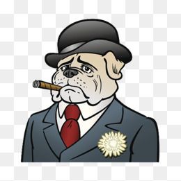 卡通抽雪茄拎钱袋子的富豪插画免抠