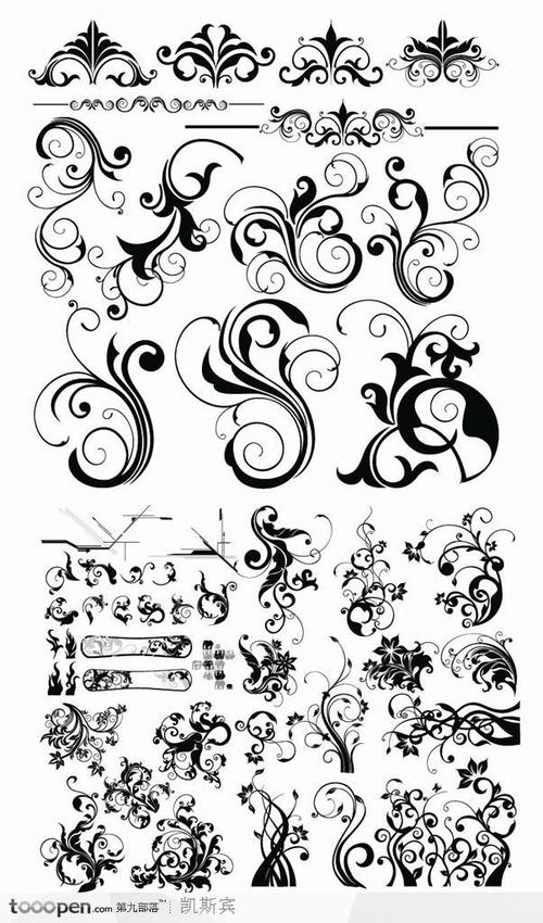 黑白花纹纹样装饰图案   素材公社 tooope
