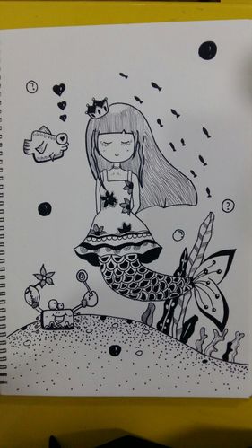 线描 美人鱼