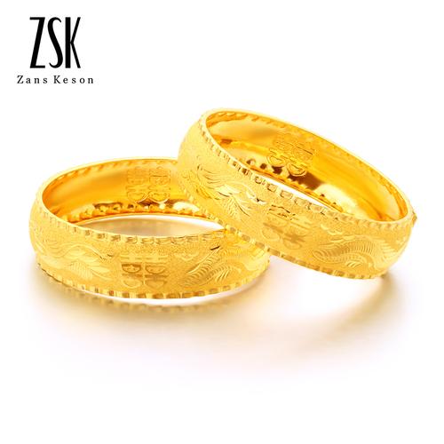 zsk珠宝黄金手镯女士龙凤双喜999足金手镯结婚婚庆纯金镯子计价产品