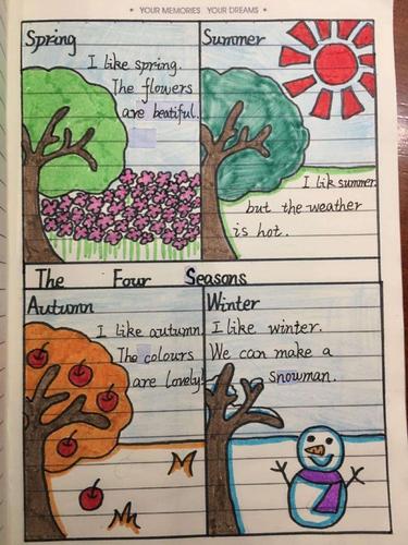 "宅在家中看四季"自制四季英语绘本优秀作业展示