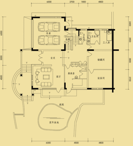 户型图大全 北京 红螺湖别墅 红螺湖别墅5居/5室3厅3卫1厨 643.
