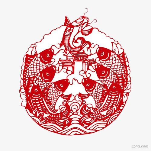 标签:剪纸手绘红色鲤鱼剪纸灯笼鱼鳞海浪传统建筑剪纸艺术春节剪纸