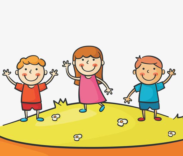 卡通人物,简笔画儿童,卡通儿童,小孩子,男孩女孩,草地