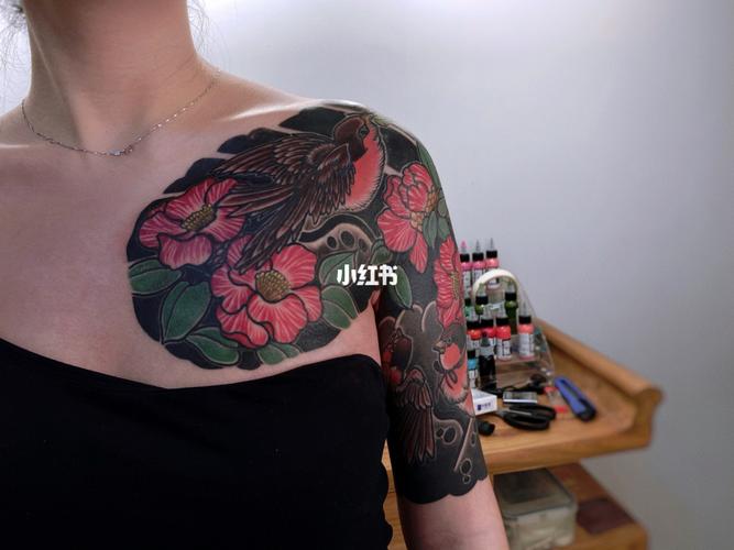 【女生老传统半甲】_纹身_日式老传统纹身_美妆_彩妆