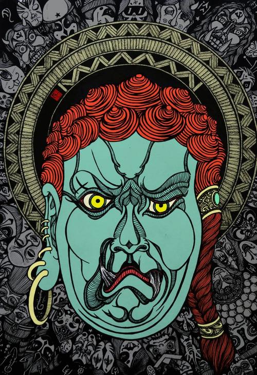 不动明王 手绘 插画 传统