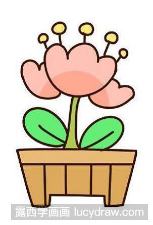 儿童画花朵盆栽的画法教程