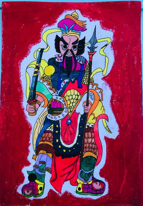 五1班《画门神》作品欣赏!