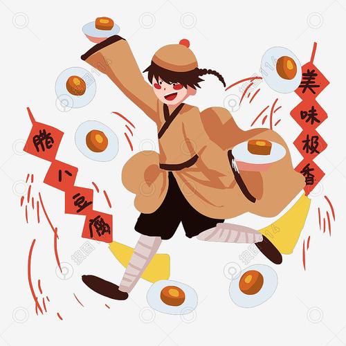 图片分类 设计元素 卡通手绘 贺腊八红色喜庆对联腊八豆腐美食  搜图