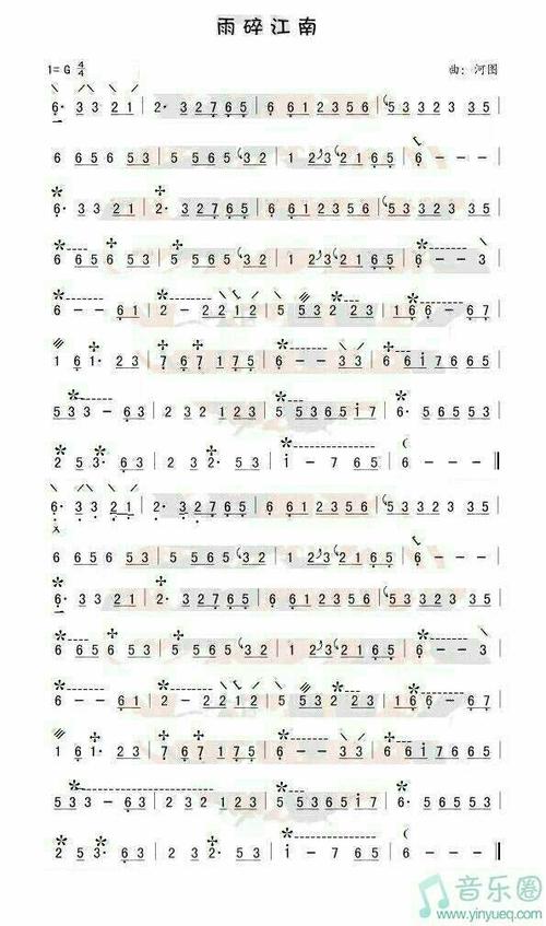 求雨碎江南,河图的,琵琶谱,谢谢,不想要简谱