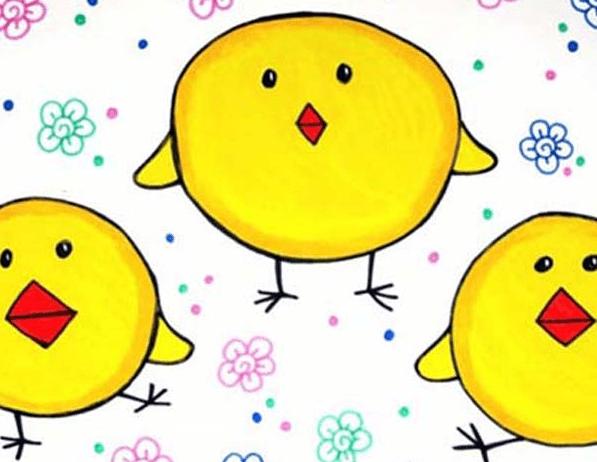 萌萌哒的小黄鸡儿童画图片小黄鸡儿童绘画图集