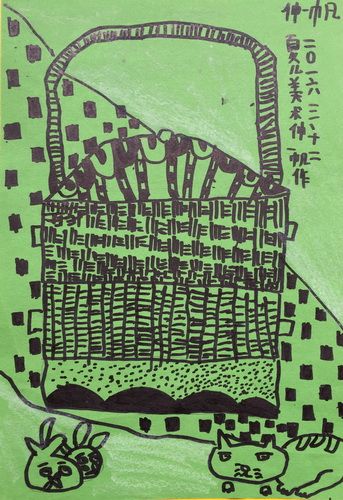 作品名称:竹篮作者姓名: 仲一帆作者年龄:10岁作品类别: 线描奖