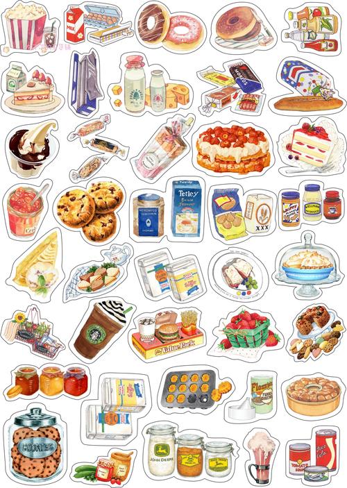自制手帐贴纸美食可爱日记本装饰diy必备40枚入1件包邮