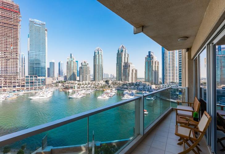 full marina view | large 3 bedrooms | waterfront, 迪拜, 阳台