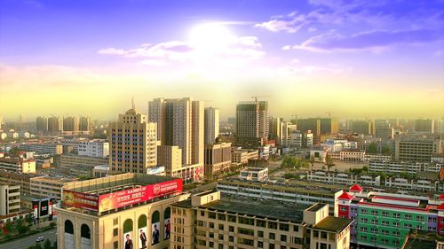 美丽的辽宁朝阳市标志建筑全景