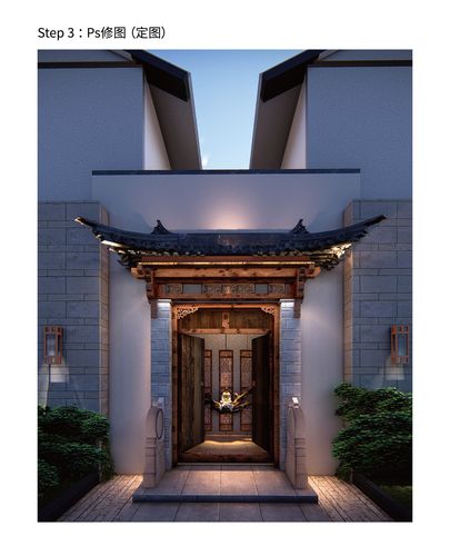 lumion实景临摹-夜景中式门头|三维|建筑/空间|李霆纶