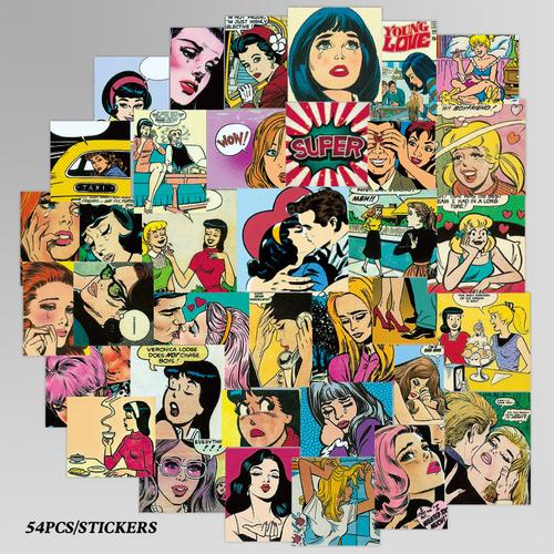 54张哭泣女孩的一生行李箱贴纸 复古美漫风格漫画diy