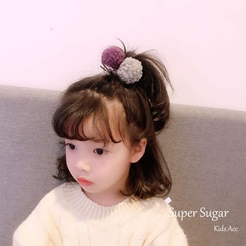 秋冬毛绒绒球发圈女童可爱球球造型韩国儿童发饰小女孩扎头发皮筋