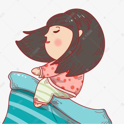 睡觉踢被子的小女孩插画