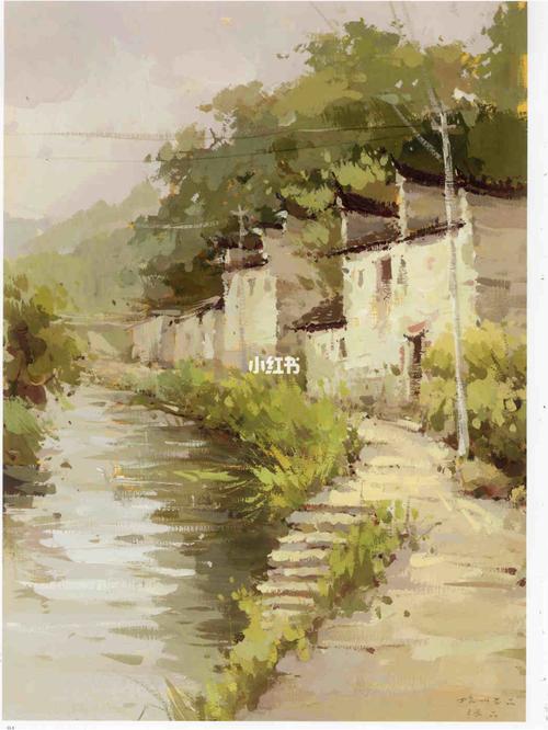 色调清新的水粉风景画,适合临摹训练_风景_风景画_绘画_人文_绘画