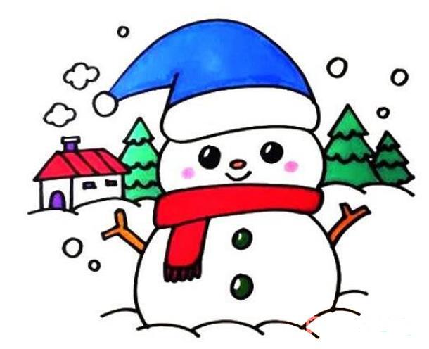 小雪人的画法步骤简笔画绘画教程