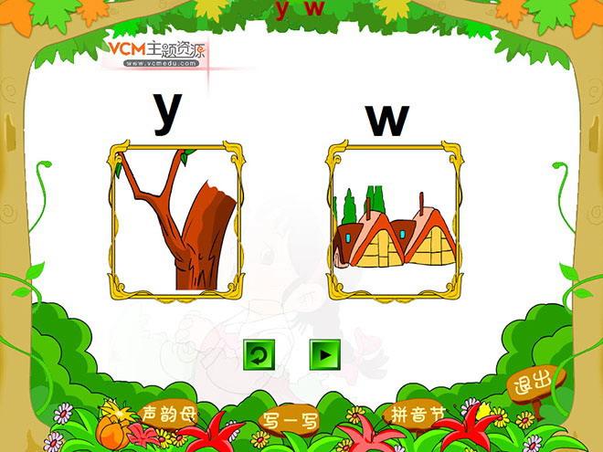 字与拼音w-y flash动画课件下载